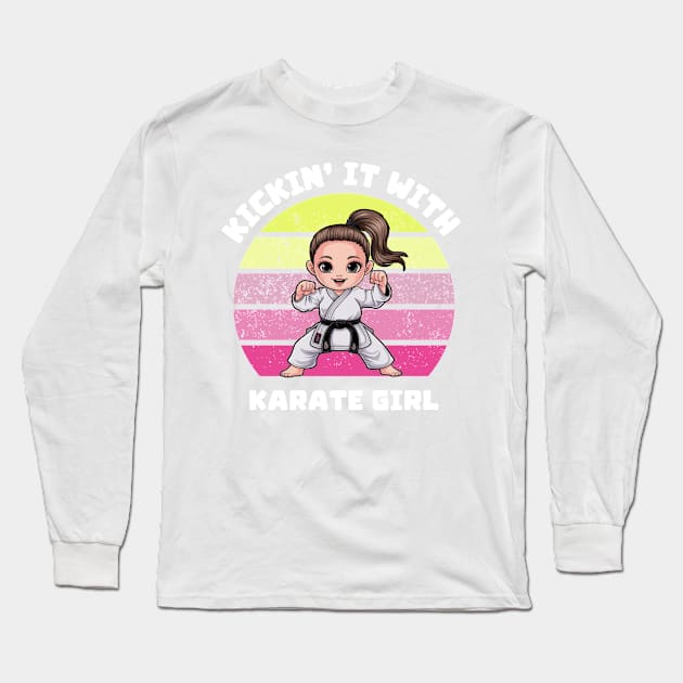 Karate Girl Kickin' In With Long Sleeve T-Shirt by Montony